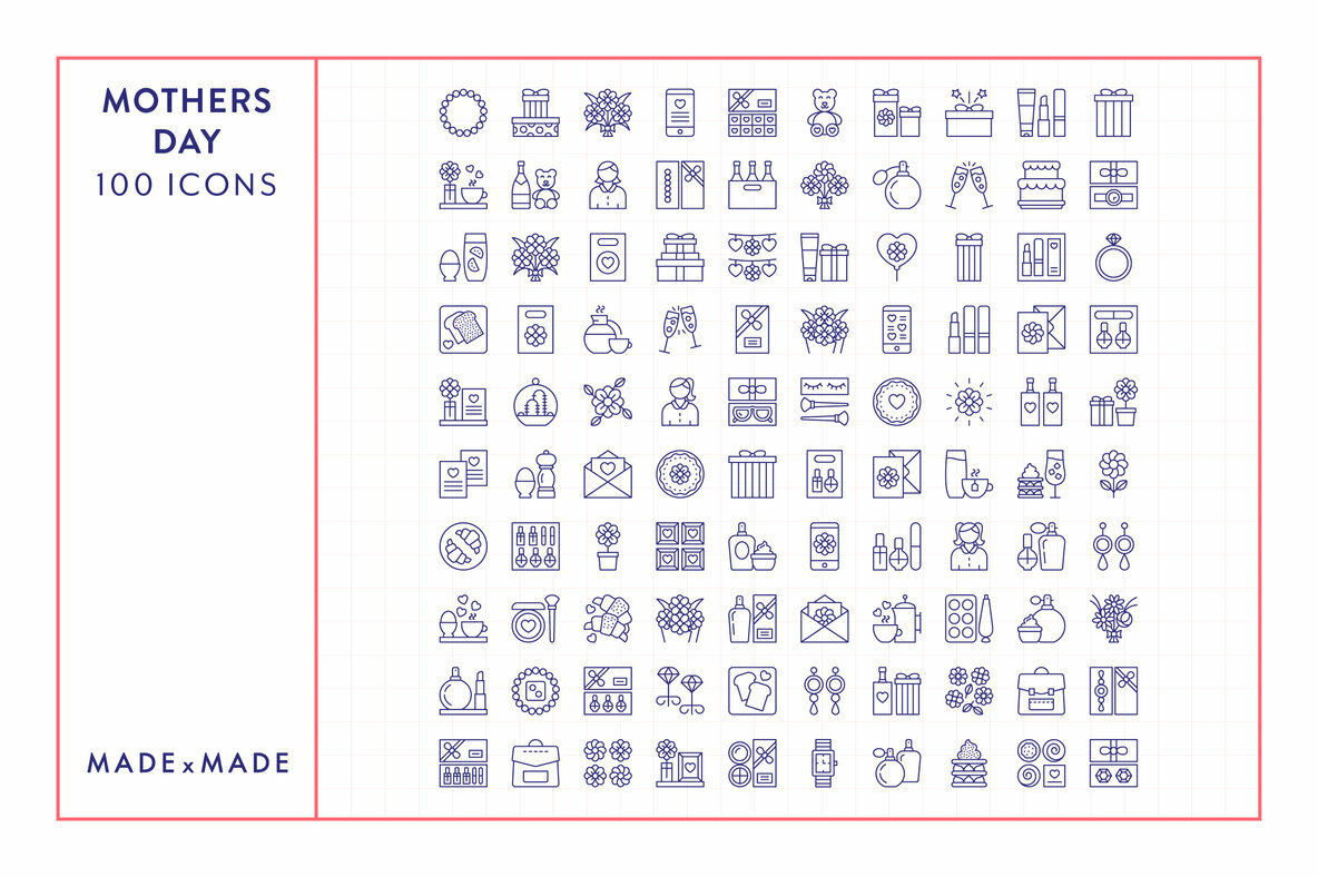 Mothers Day Line Icons 5