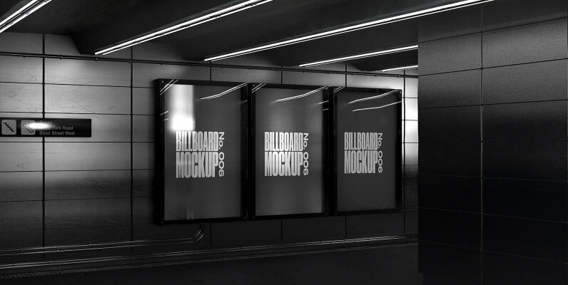 Subway Triple Billboard Mockup   No  006