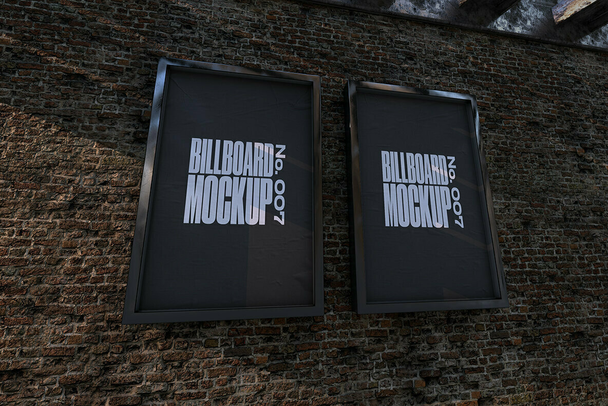 Brick Wall Double Billboard Mockup   No  007 1