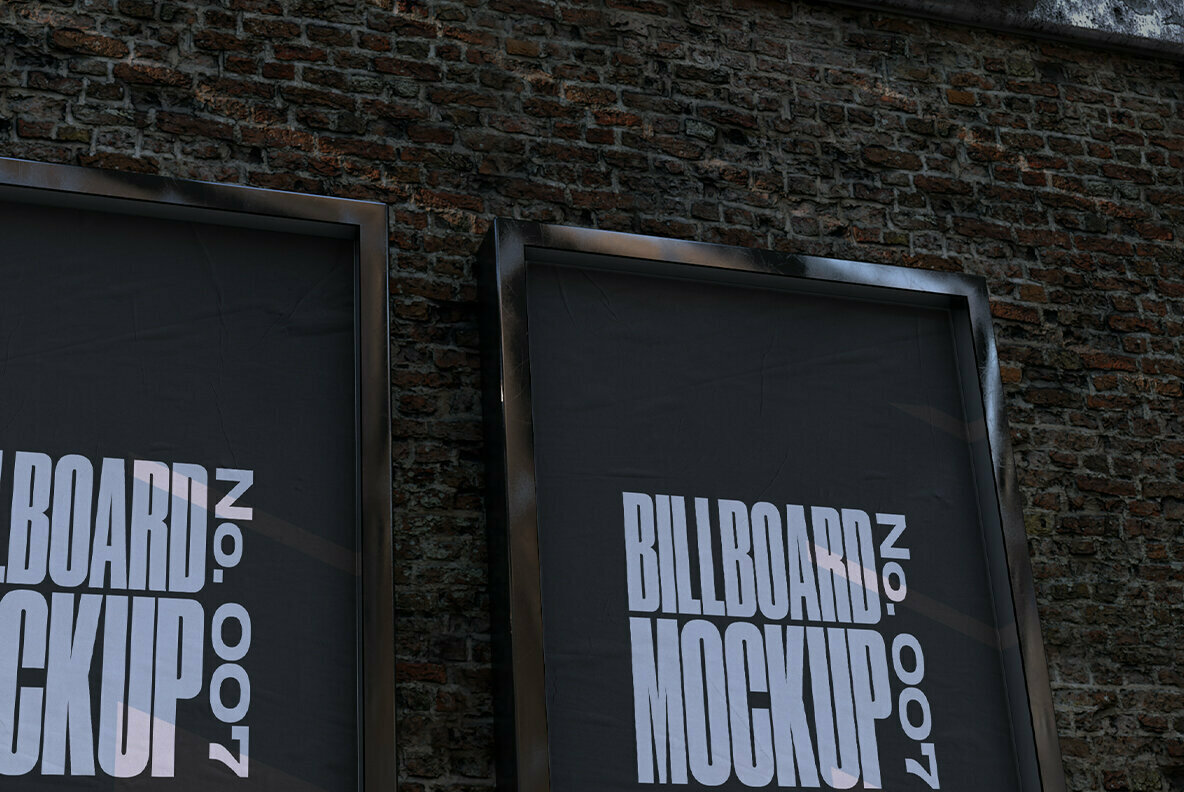 Brick Wall Double Billboard Mockup   No  007 3