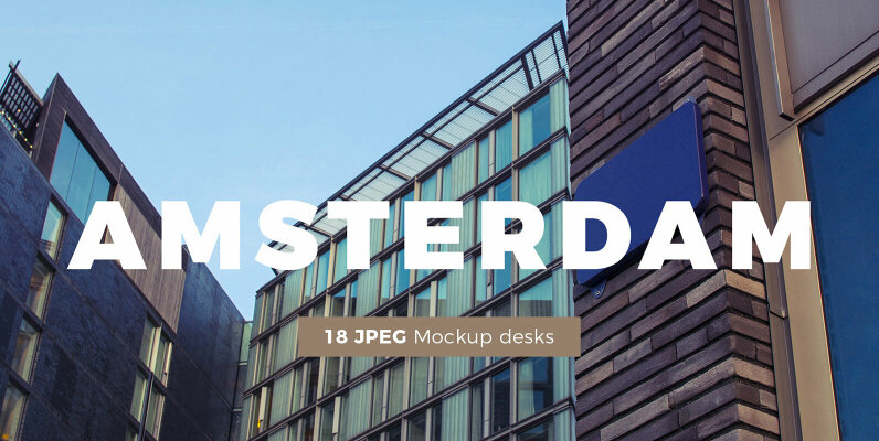 Amsterdam   Realistic Desk Sign Mockups