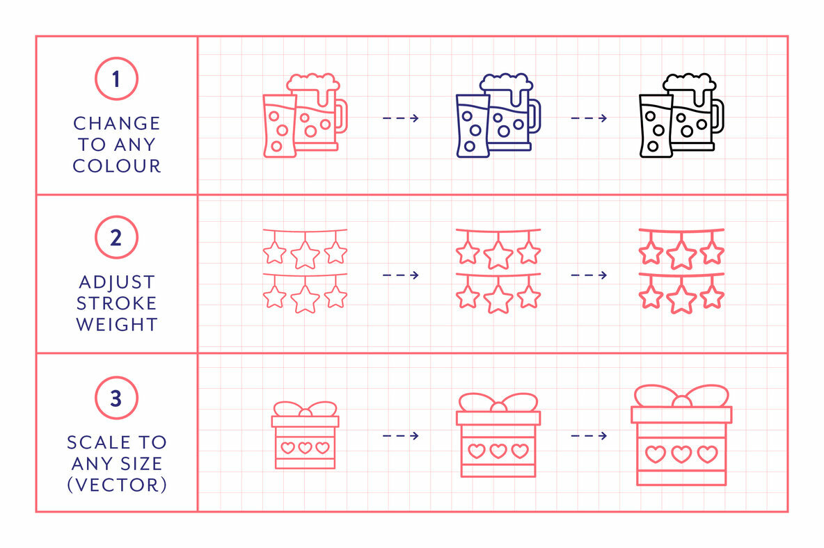 Celebration Line Icons Celebration Line Icons