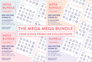 4x Mega Bundle Line Icons