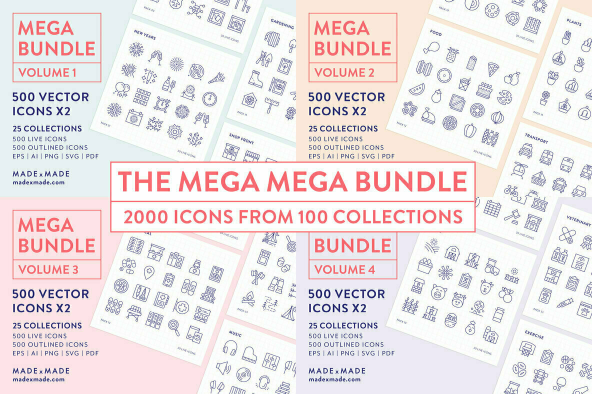 4x Mega Bundle Line Icons 4x Mega Bundle Line Icons