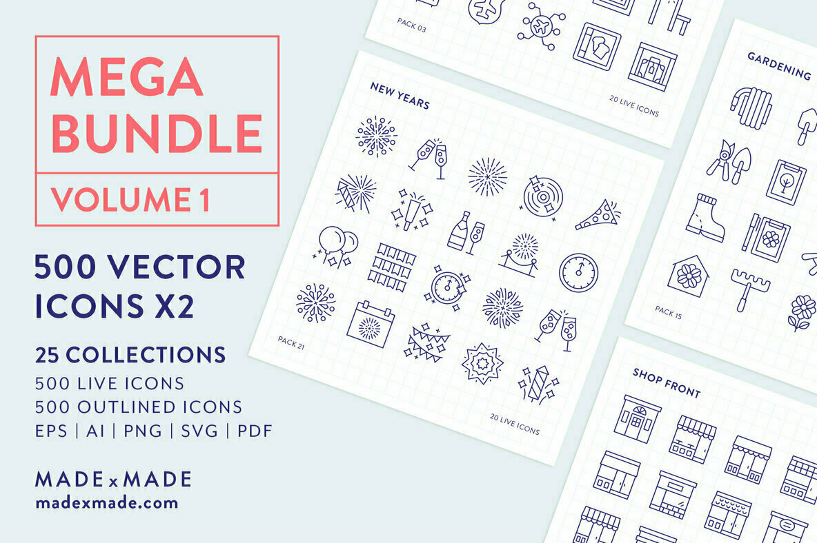 4x Mega Bundle Line Icons 4x Mega Bundle Line Icons