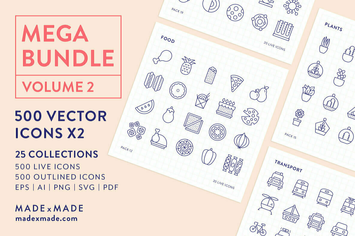4x Mega Bundle Line Icons 4x Mega Bundle Line Icons
