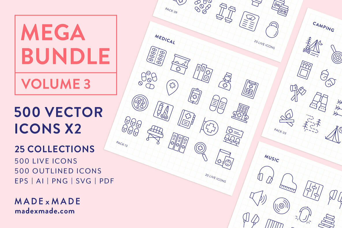 4x Mega Bundle Line Icons 4x Mega Bundle Line Icons