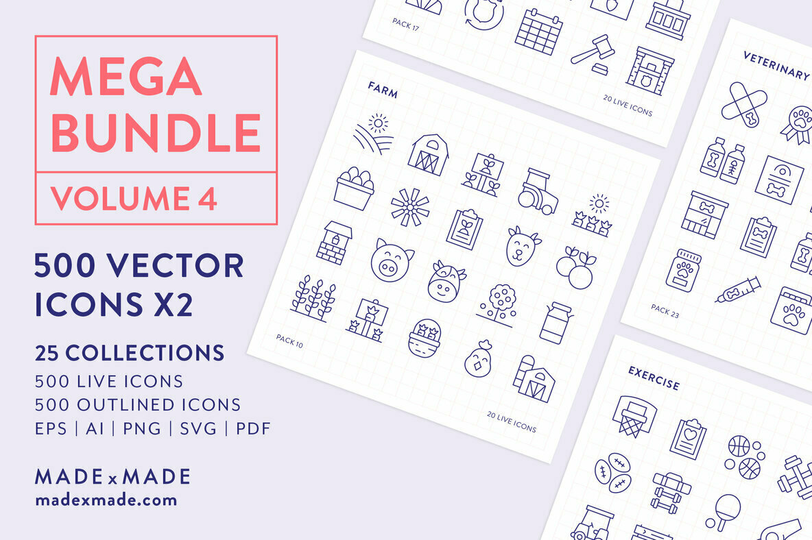 4x Mega Bundle Line Icons 4x Mega Bundle Line Icons