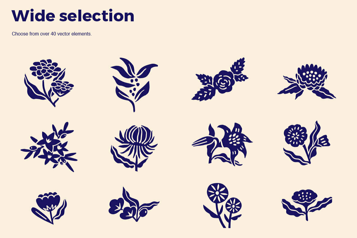 Botanical Linocut Vector Set V2 3