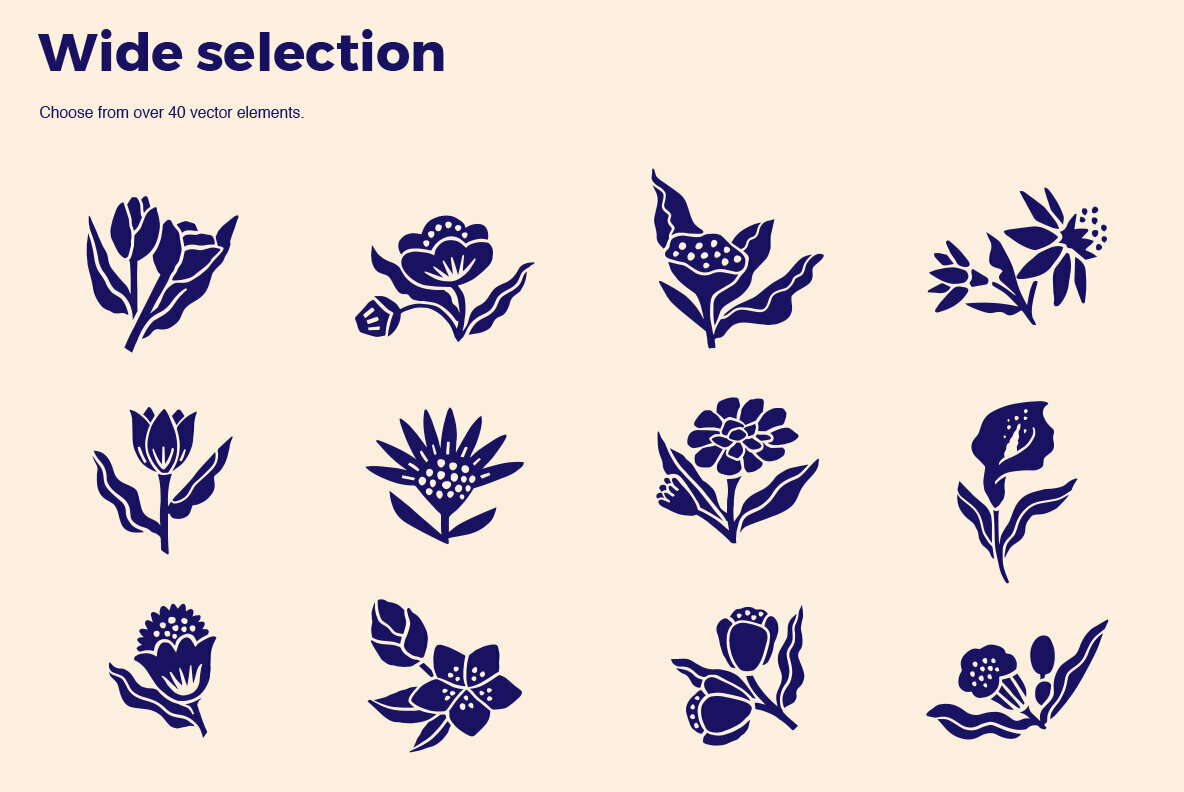 Botanical Linocut Vector Set V2 5