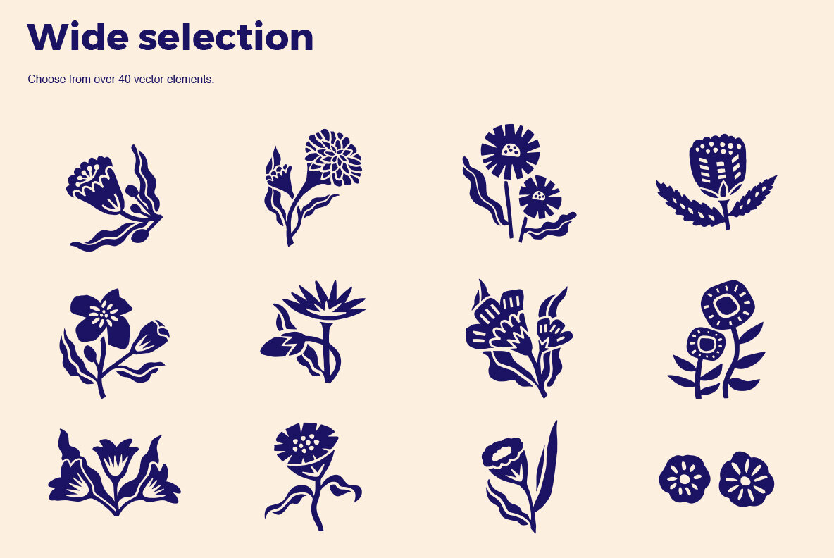 Botanical Linocut Vector Set V2 7