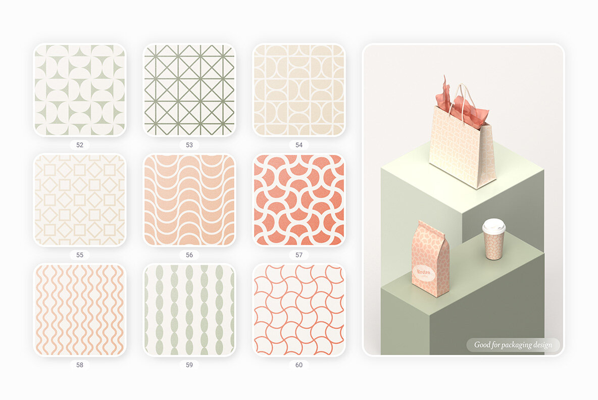 Retro Geometric Seamless Patterns Collection 8