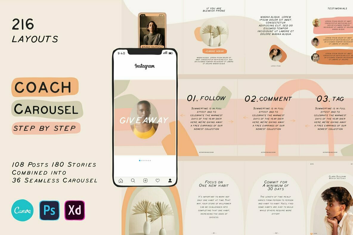 Coach Carousel Templates CANVA PS Coach Carousel Templates CANVA PS