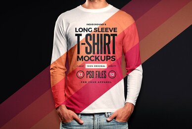 Men Long Sleeve T Shirt Mockups