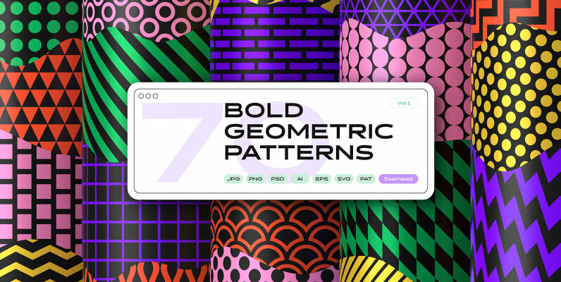 Bold Geometric Seamless Patterns Collection