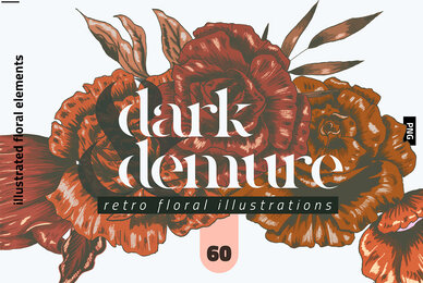 Dark   Demure Floral Illustration Set