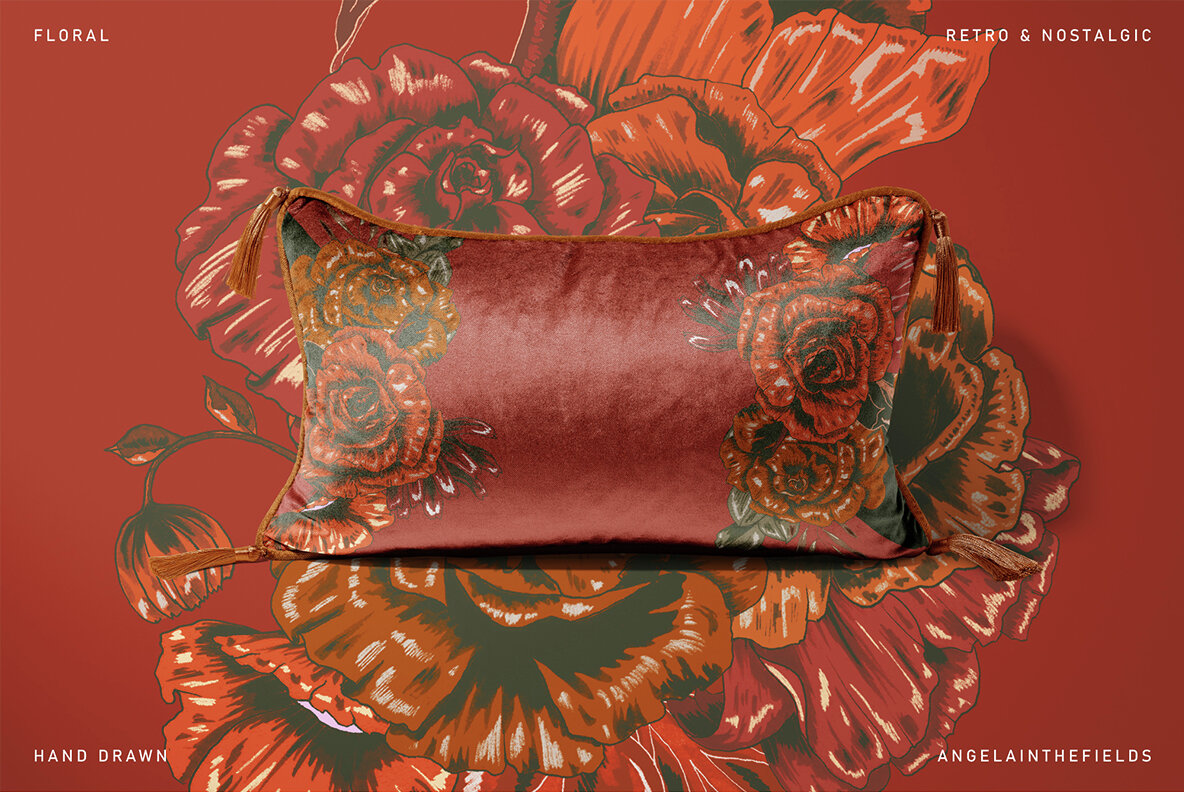 Dark   Demure Floral Illustration Set 5