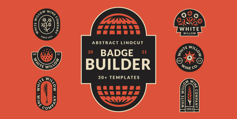 Abstract Linocut Badge Builder
