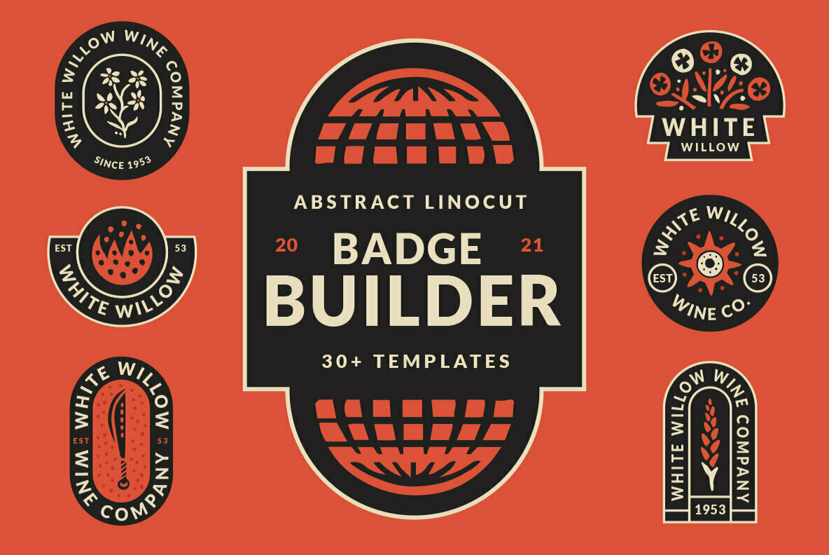 Abstract Linocut Badge Builder