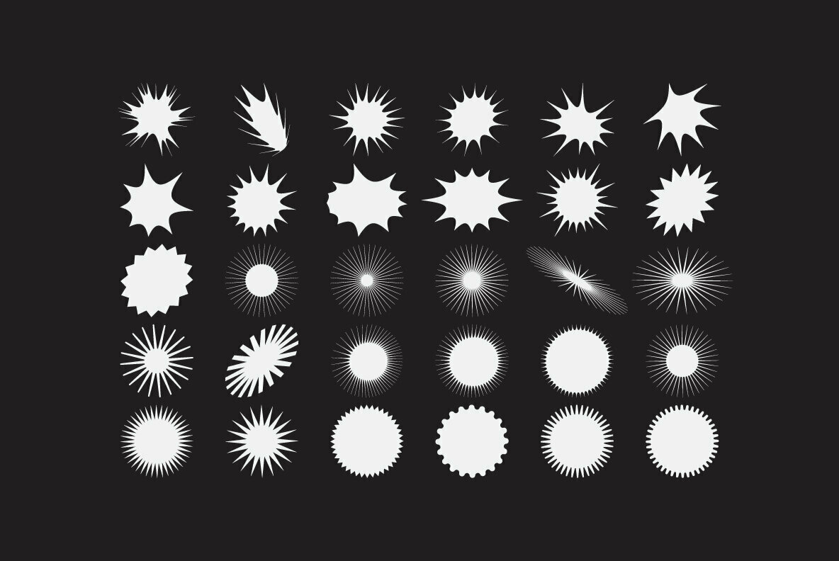100 Geometric Vector Star Shapes 2