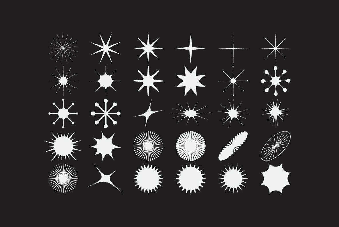 100 Geometric Vector Star Shapes 3