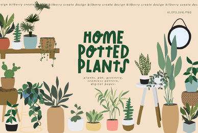Home Potted Plant Art Set