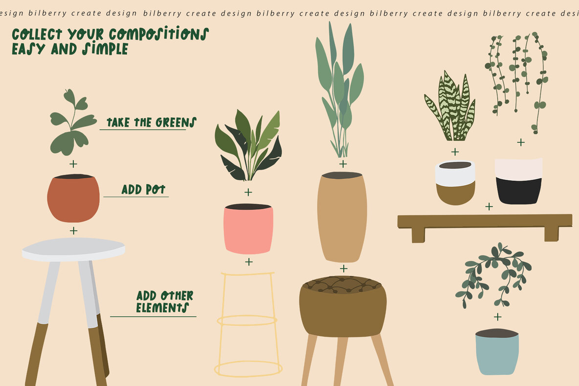 Home Potted Plant Art Set Home Potted Plant Art Set
