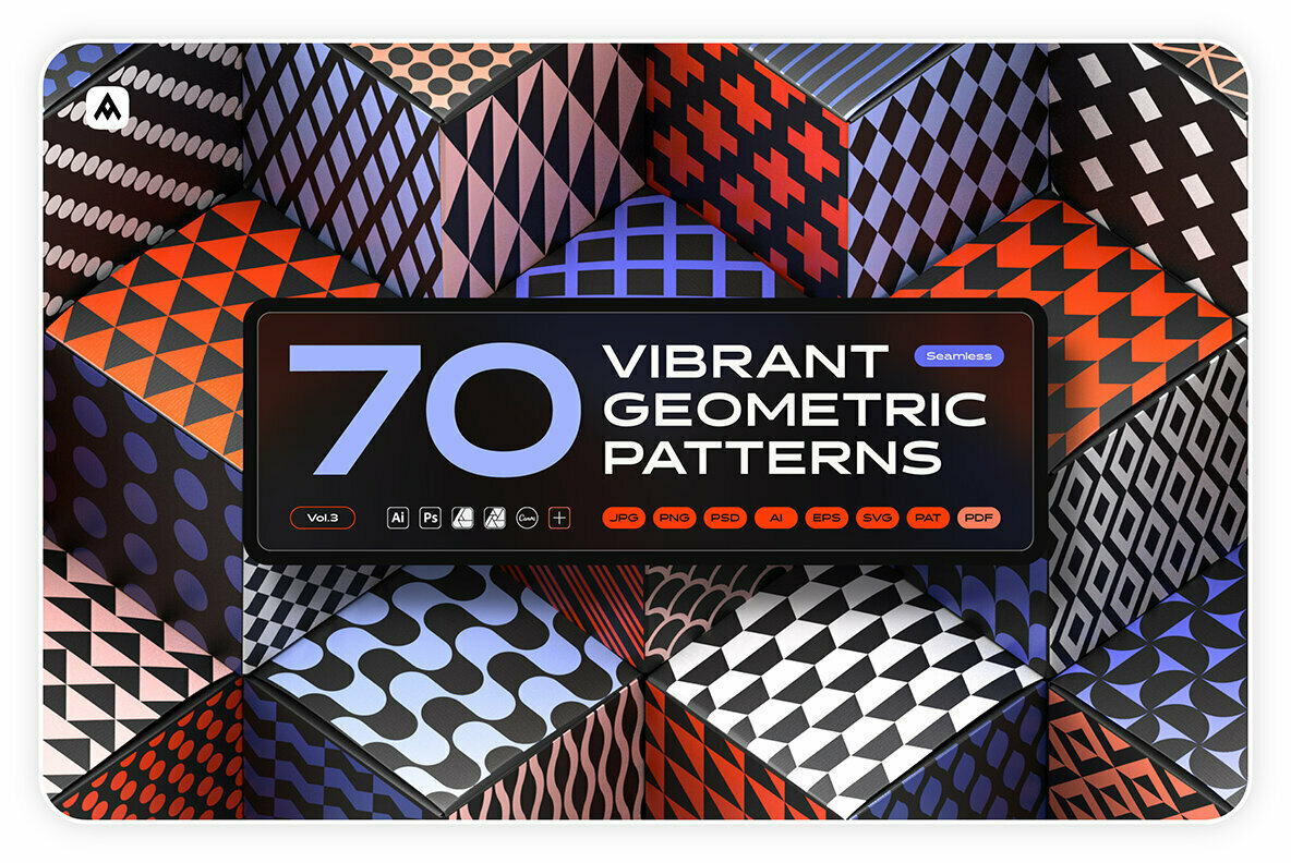 Vibrant Geometric Seamless Patterns Collection 1