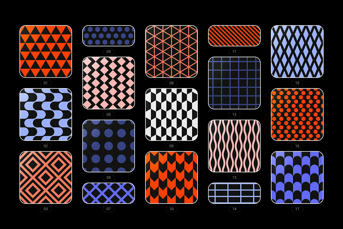 Vibrant Geometric Seamless Patterns Collection 4