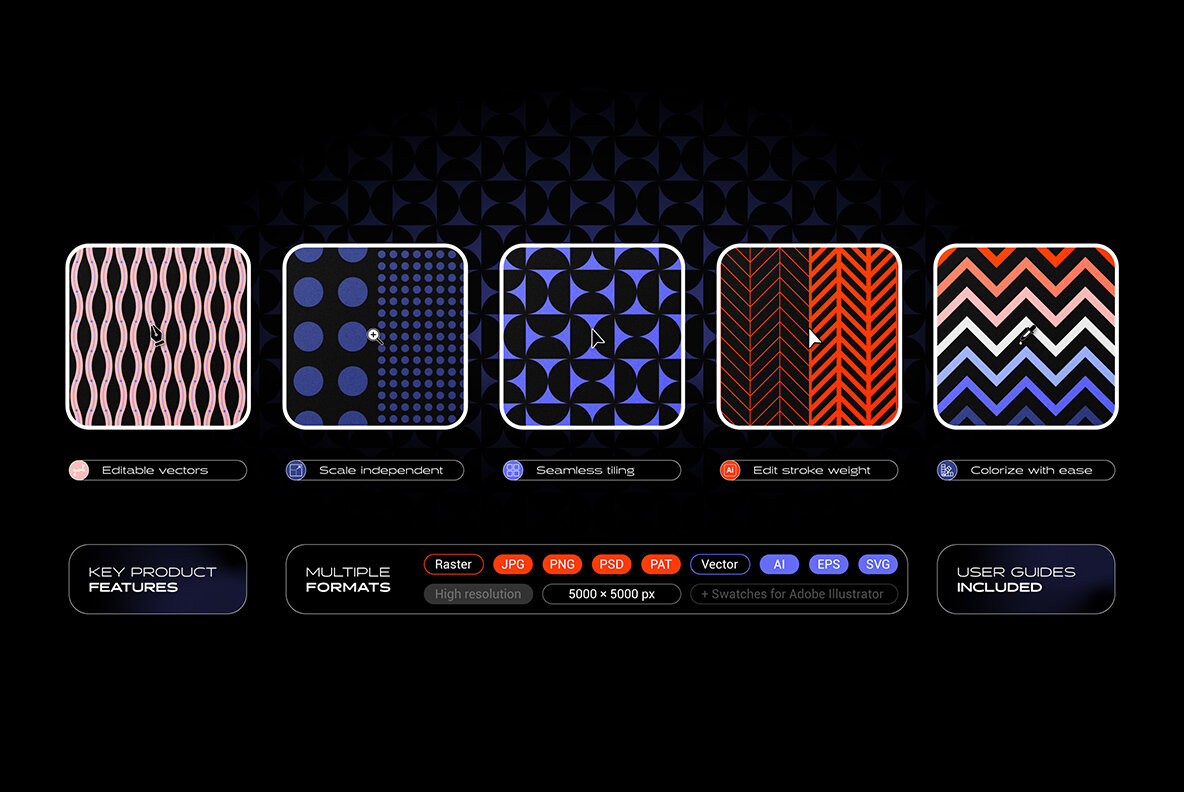 Vibrant Geometric Seamless Patterns Collection 9