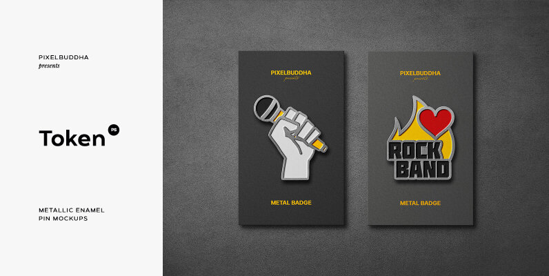 Metallic Enamel Pin Mockups