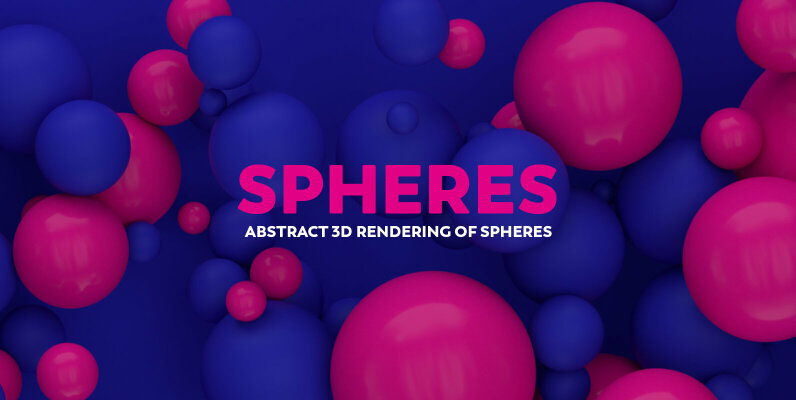 Abstract 3D Rendering of Spheres   Blue and Pink