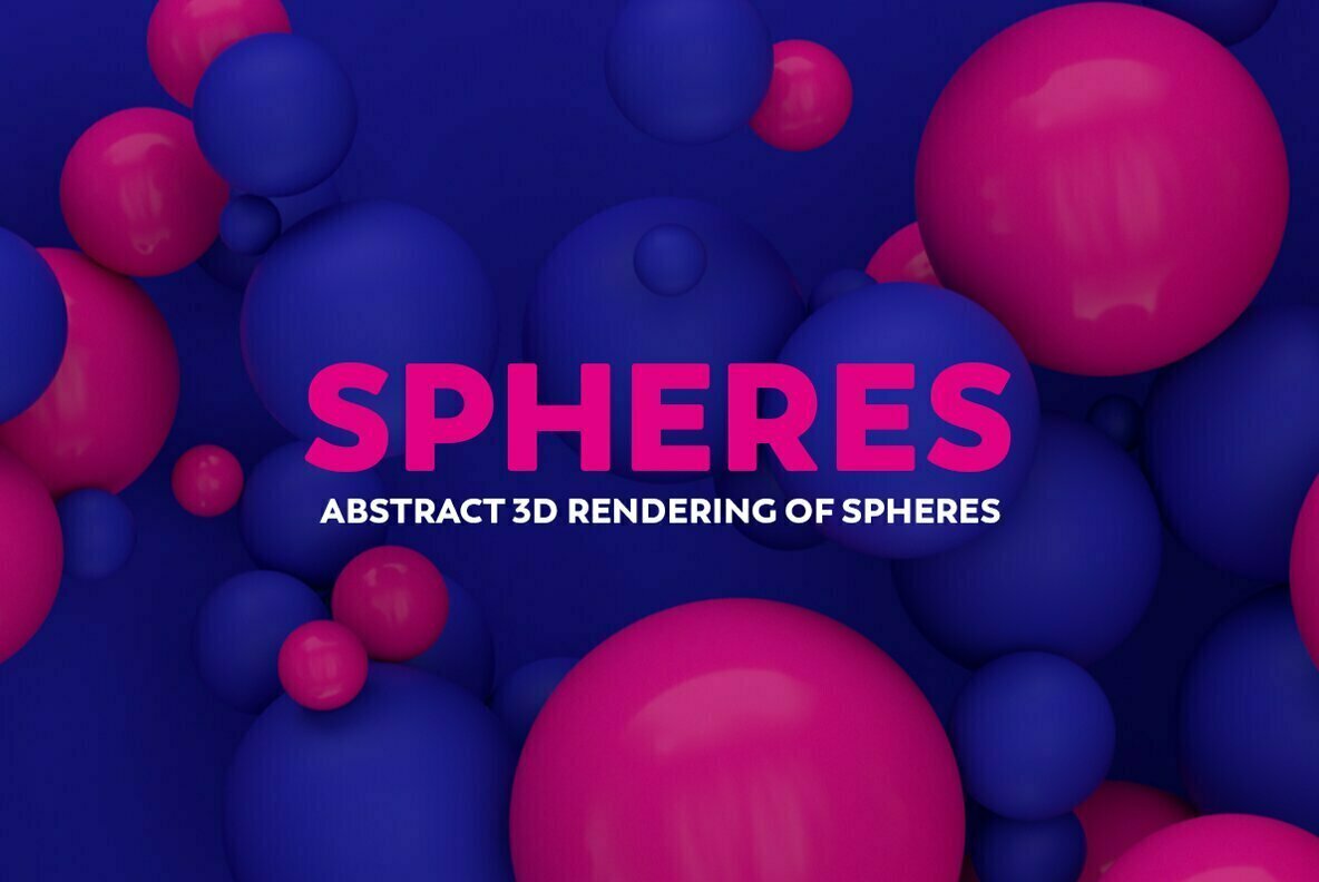 Abstract 3D Rendering of Spheres   Blue and Pink 1
