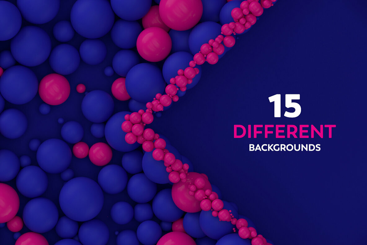 Abstract 3D Rendering of Spheres   Blue and Pink 5