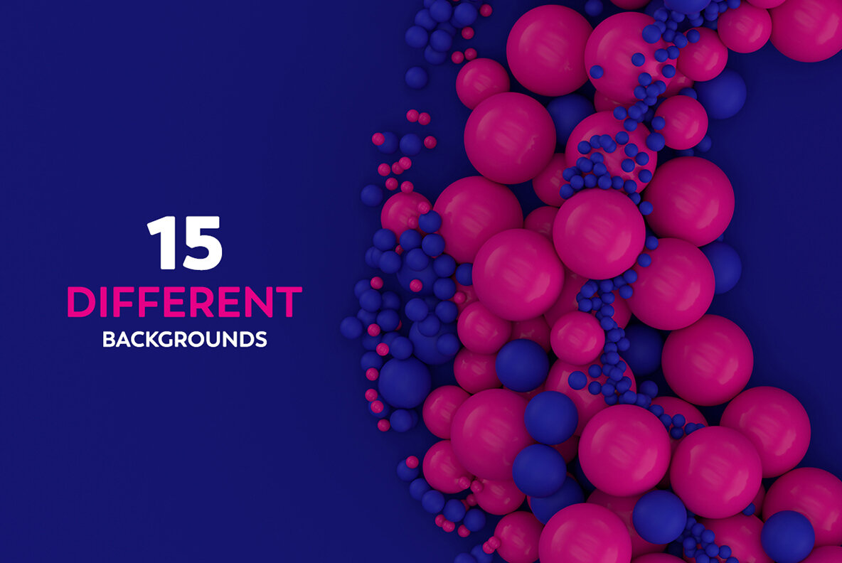 Abstract 3D Rendering of Spheres   Blue and Pink 6