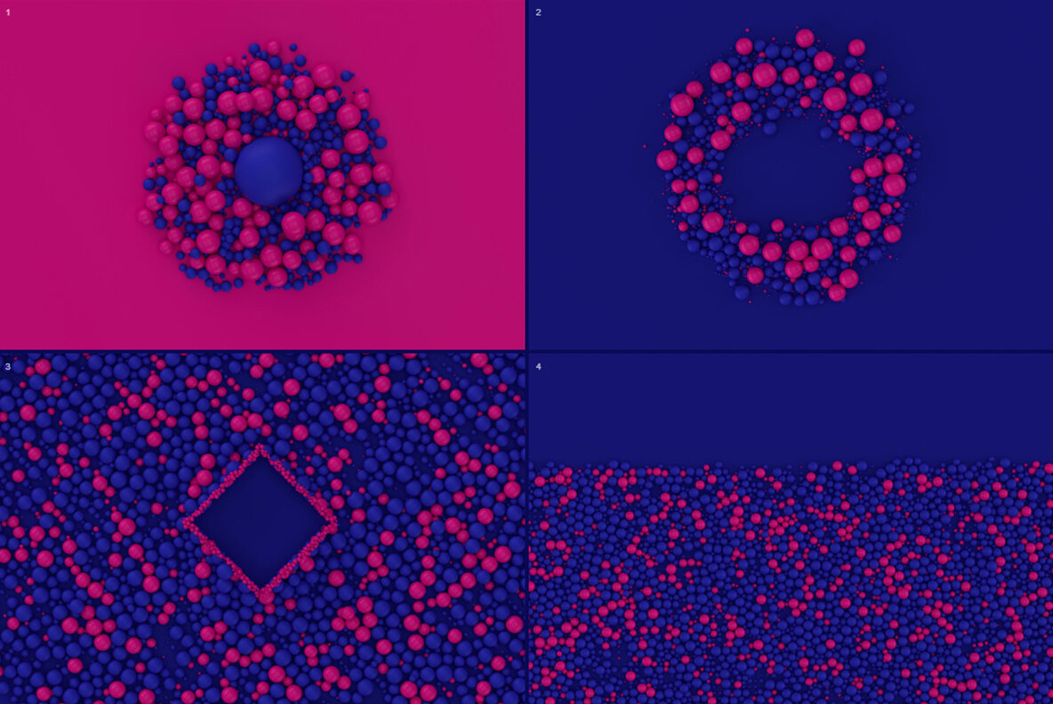 Abstract 3D Rendering of Spheres   Blue and Pink 8