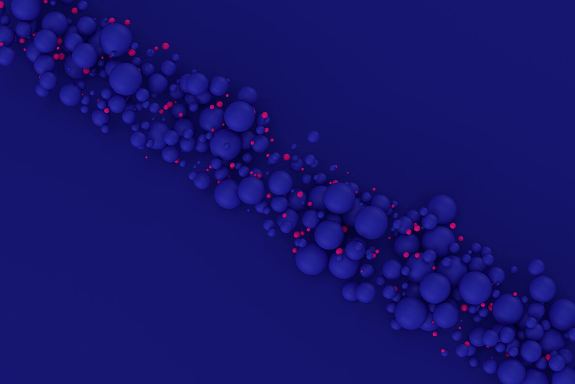 Abstract 3D Rendering of Spheres   Blue and Pink 10