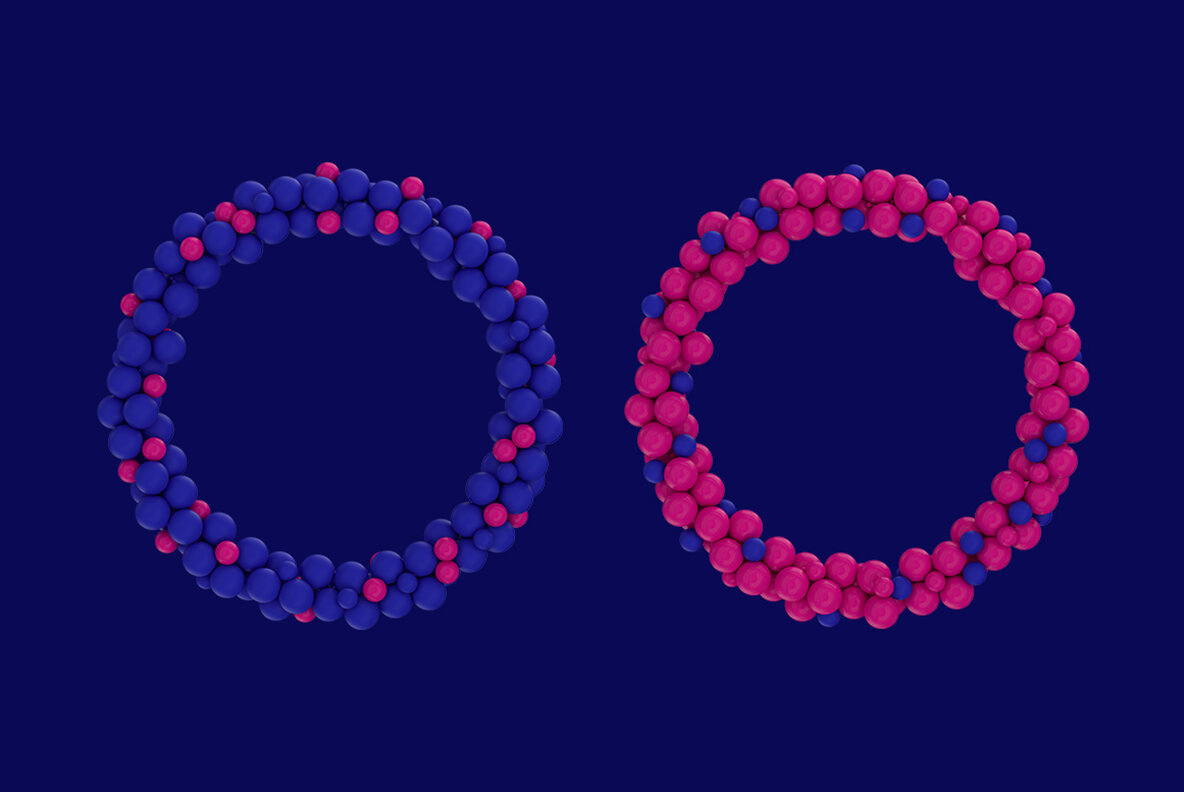 Abstract 3D Rendering of Spheres   Blue and Pink 11