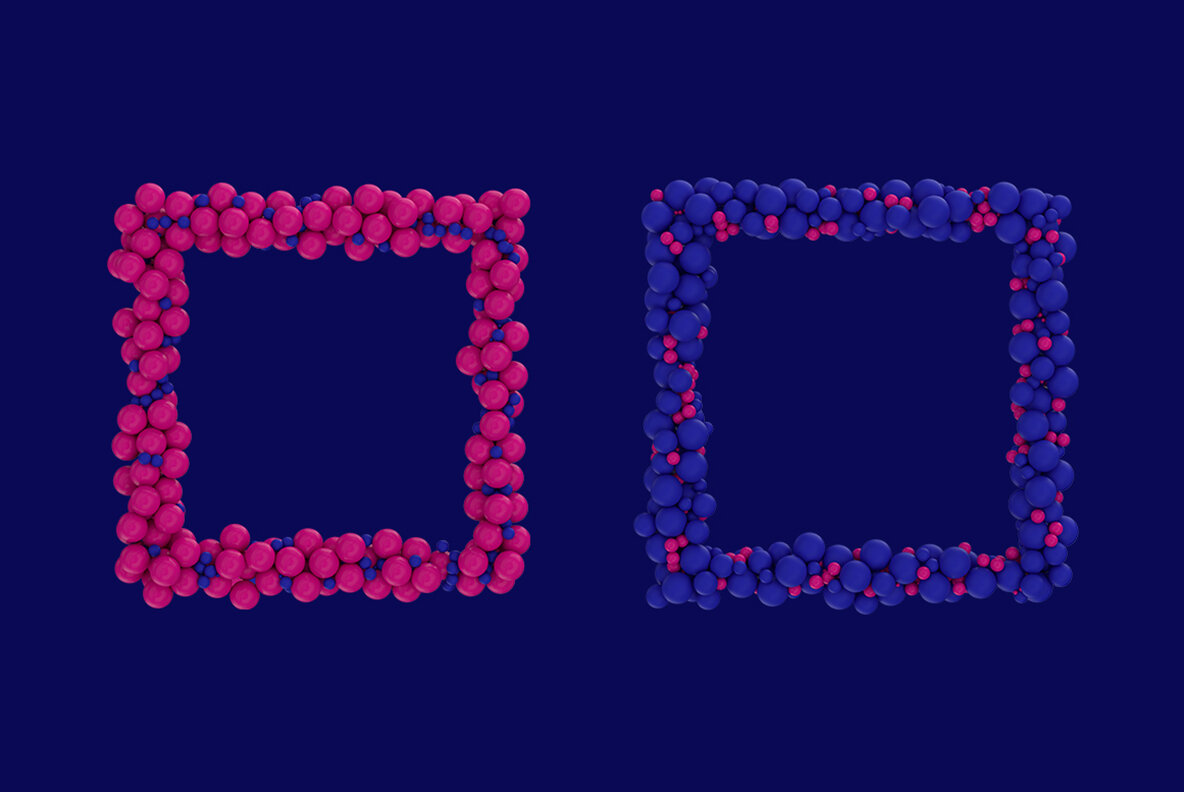 Abstract 3D Rendering of Spheres   Blue and Pink 12