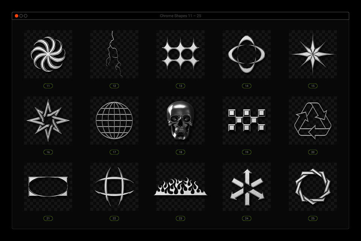 Acid Chrome Abstract Shapes Bundle Acid Chrome Abstract Shapes Bundle