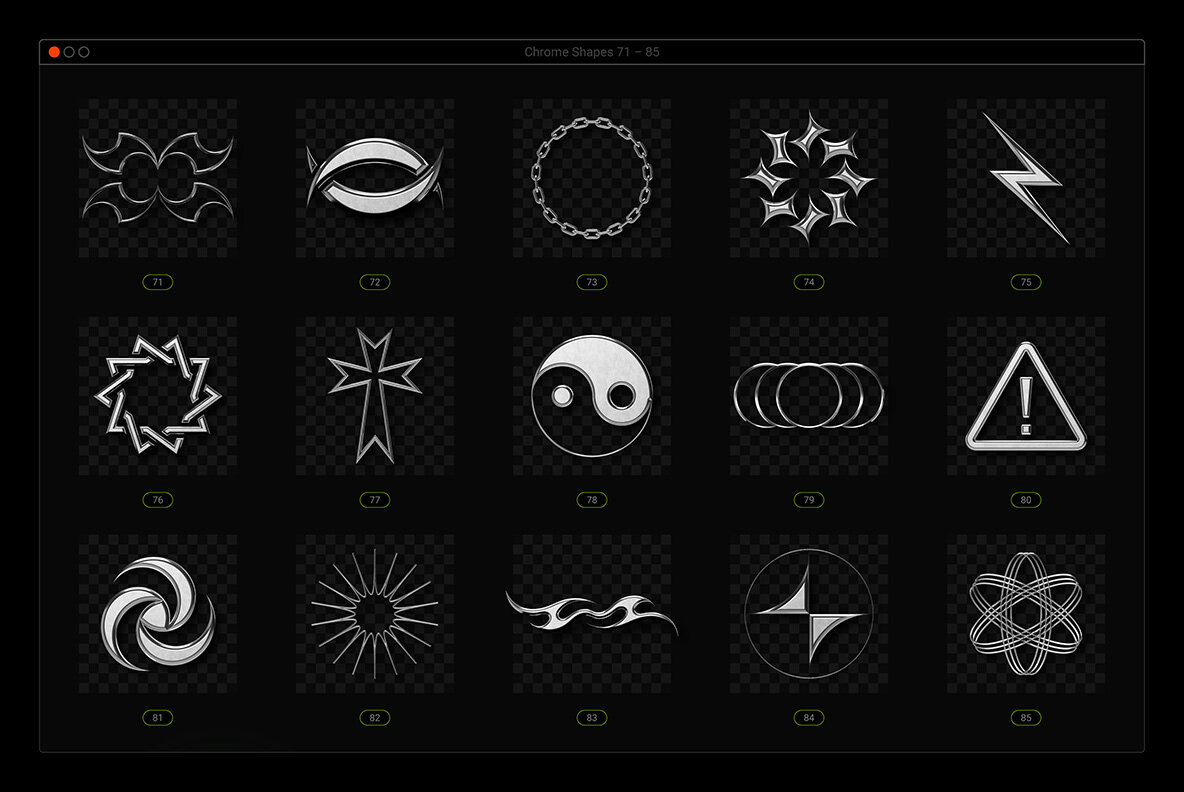 Acid Chrome Abstract Shapes Bundle Acid Chrome Abstract Shapes Bundle