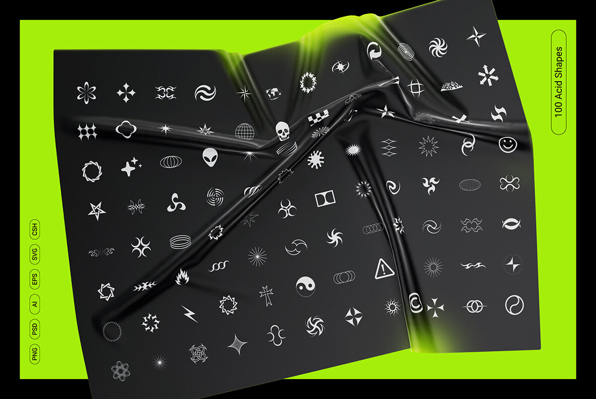 Acid Chrome Abstract Shapes Bundle Acid Chrome Abstract Shapes Bundle