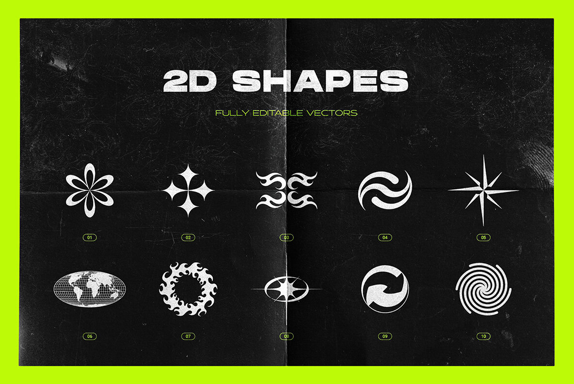 Acid Chrome Abstract Shapes Bundle Acid Chrome Abstract Shapes Bundle
