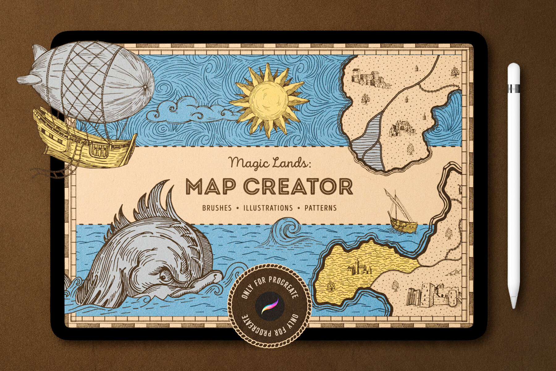 Vintage Map Procreate Brushes Vintage Map Procreate Brushes