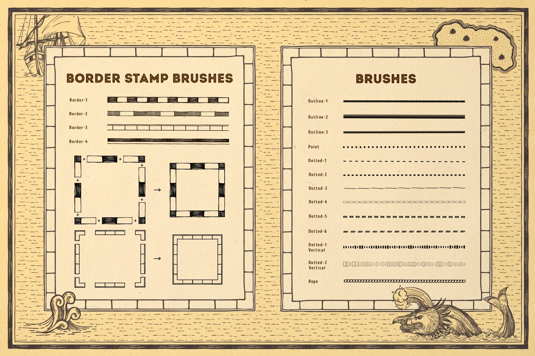 Vintage Map Procreate Brushes Vintage Map Procreate Brushes