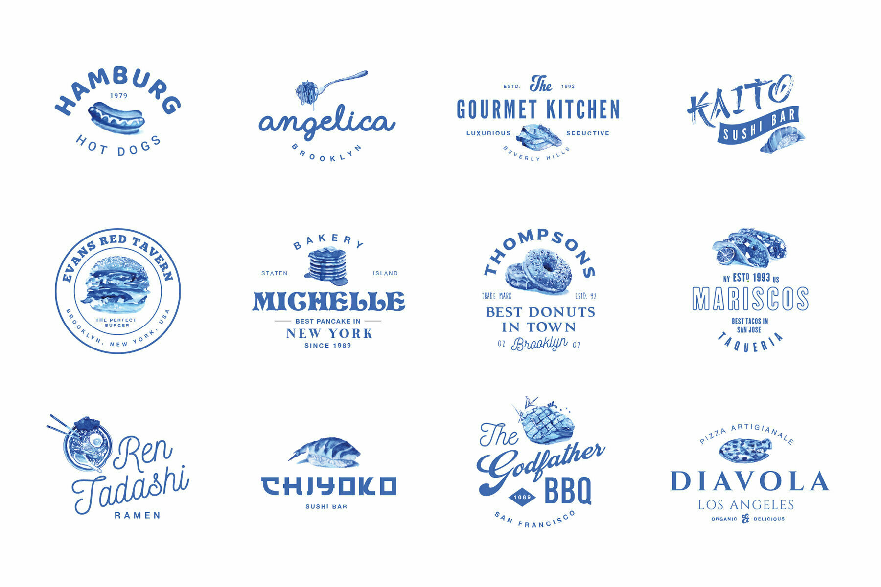 12 Food Industry Logos Hand Painted 2