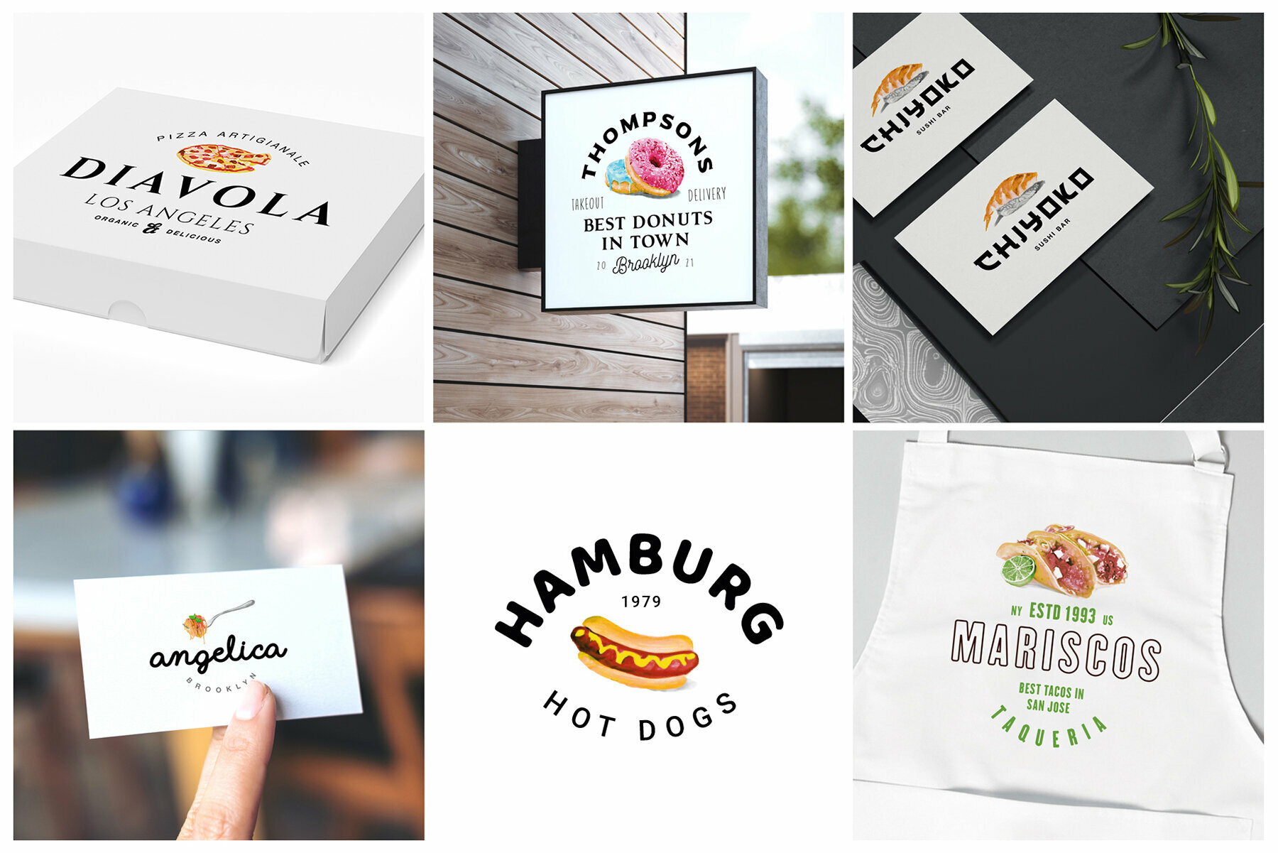 12 Food Industry Logos Hand Painted 4