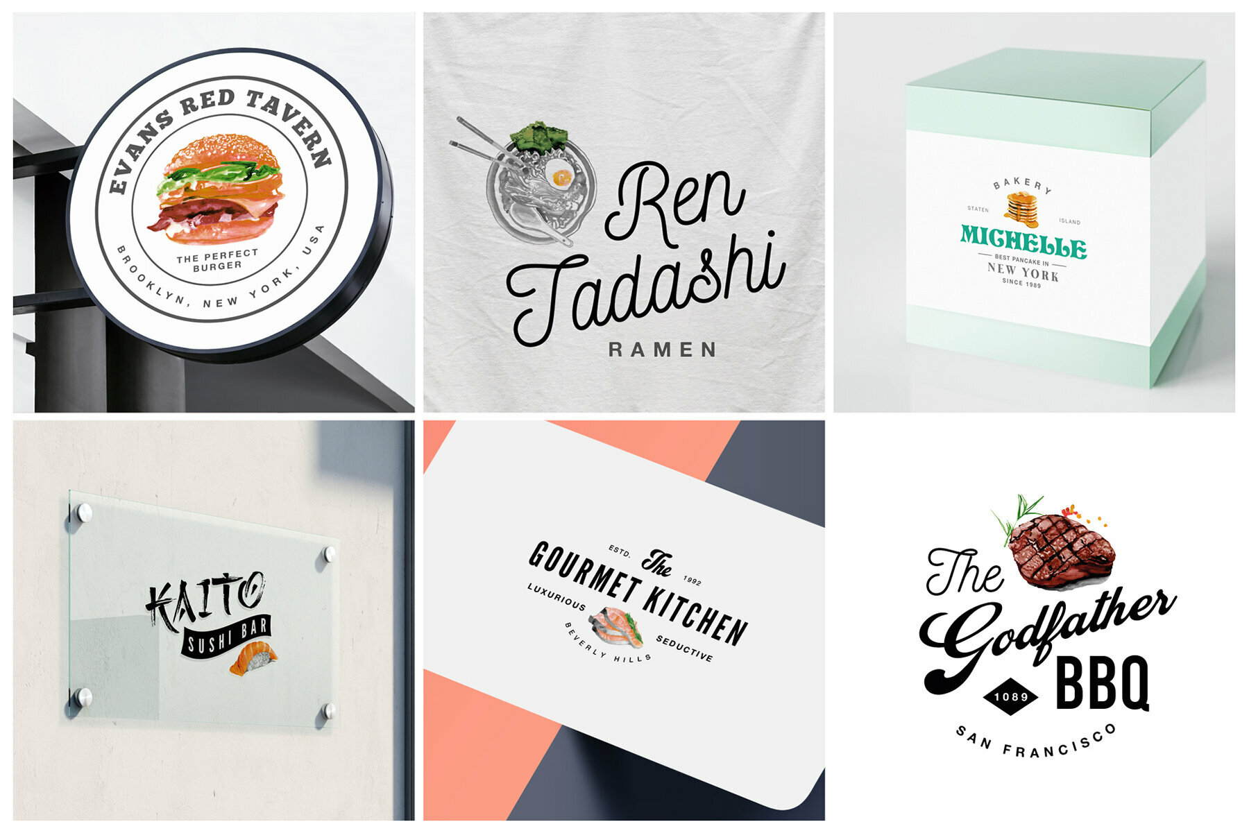 12 Food Industry Logos Hand Painted 5