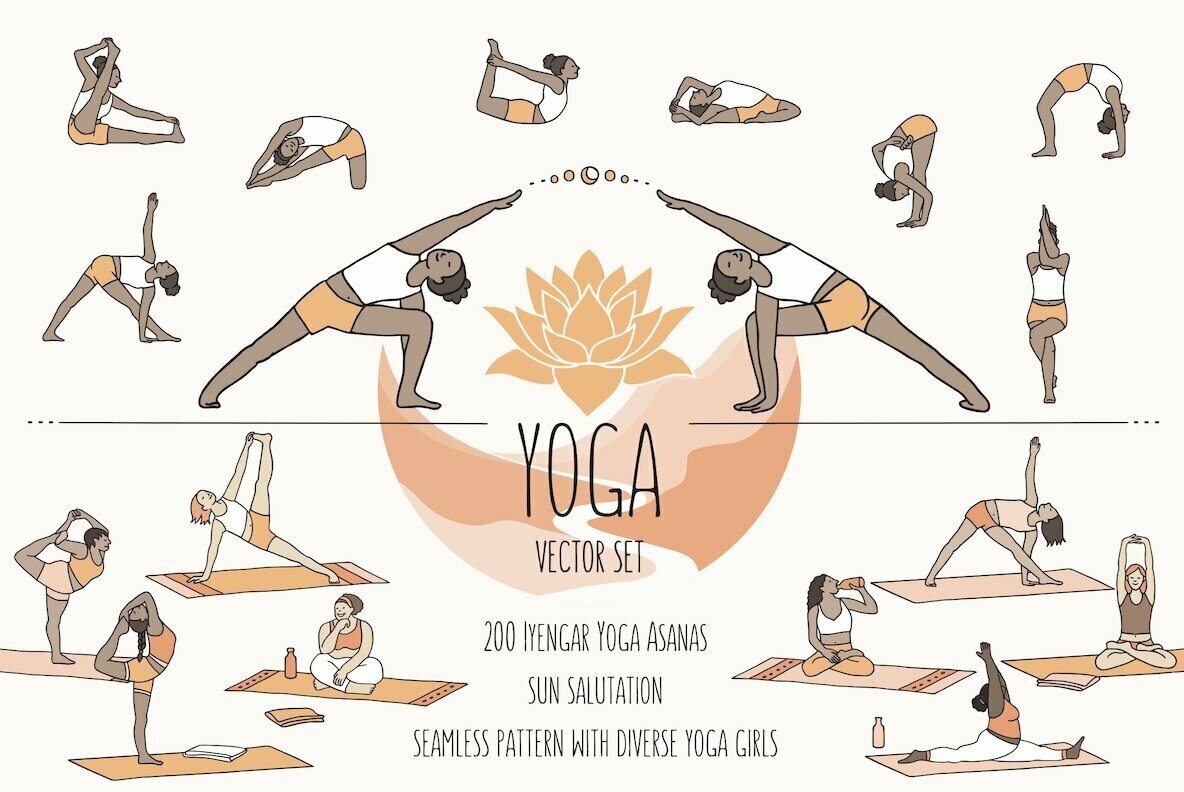 Yoga Asanas Vector Set 1