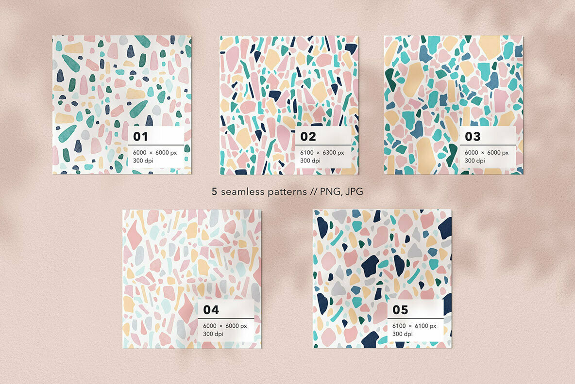 Terrazzo Seamless Patterns   Shapes Vol 1 3